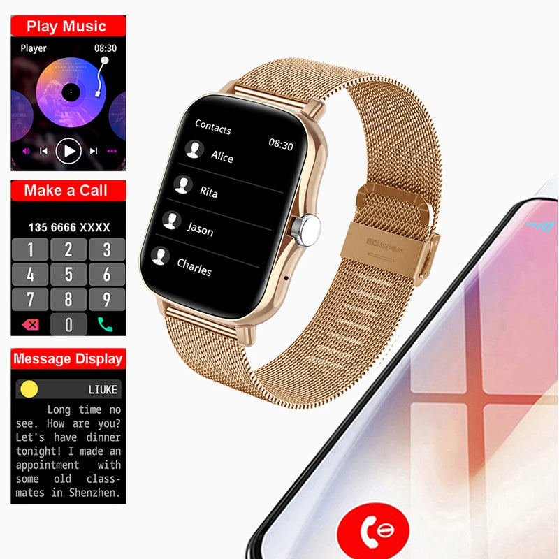 Relógio inteligente full touch screen para homens e mulheres, smartwatch com frequência cardíaca e rastreador de fitness, chamada bluetooth, relógio para android e ios, 2023