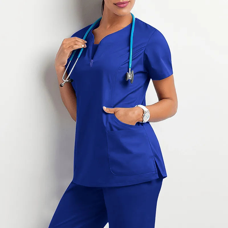 Scrubs - Uniforme cirúrgico feminino, conjunto para médicos, enfermeiras, salão de beleza, laboratório clínico, etc.